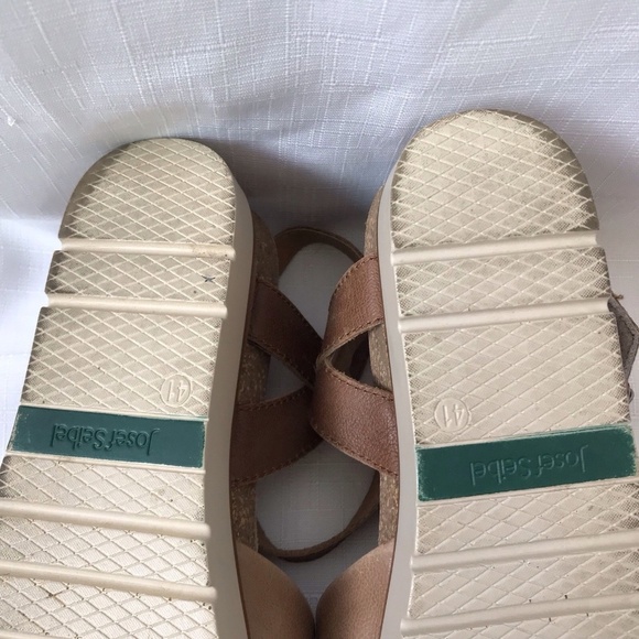 Josef Seibel Womens Size 41 Belluno Leather Sandals Ankle Strap Shoes Tan - Picture 9 of 11